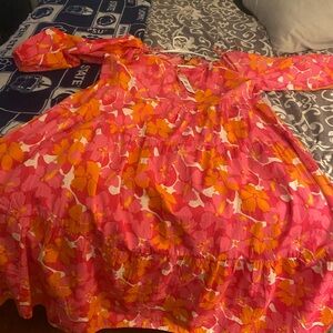 Charlie Paige Vibrant Pink and Orange Dress